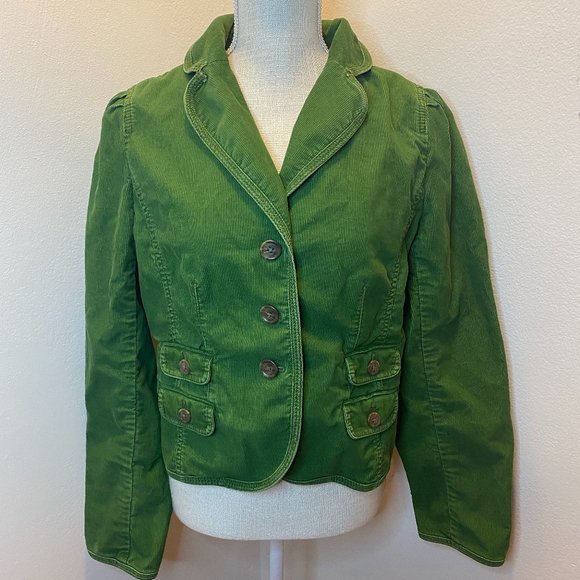Ann Taylor Loft Womens Green Long Sleeves Corduroy Casual Jacket Size 8 - Picture 1 of 11